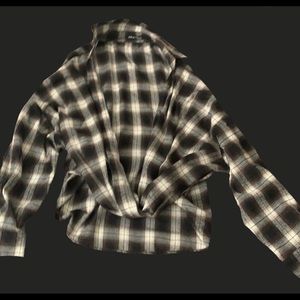brown and white plaid flannel